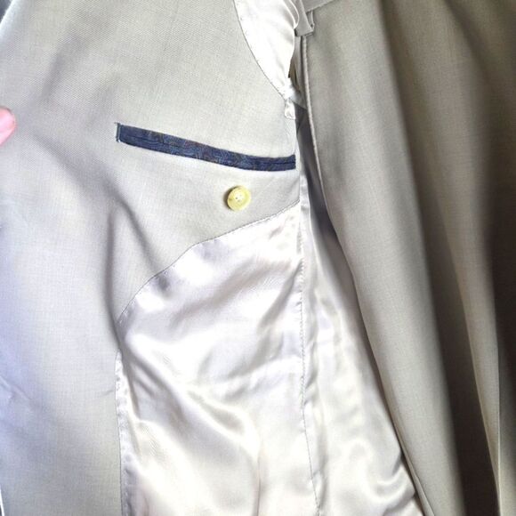 Men's Lauren Ralph Lauren Green Label Biege Wool Classic 2 Piece Suit 42S 36X30 - Picture 9 of 12